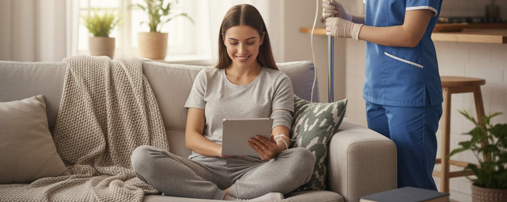 Infusión intravenosa en entorno clínico seguro